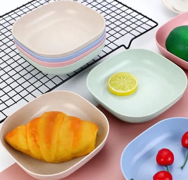 Kitchen Accessories Set Of 10 Square Plastic Dinner Plate Set Set of 10 Pcs Colorful Snacks Breakfast Plate with Stand Kitchen Tools 10Pcs MultiColor