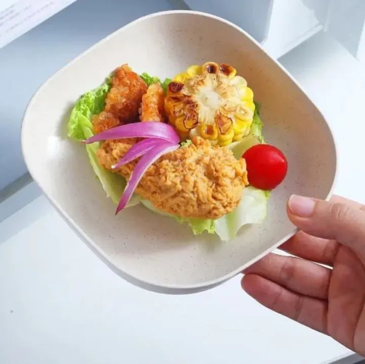 Kitchen Accessories Set Of 10 Square Plastic Dinner Plate Set Set of 10 Pcs Colorful Snacks Breakfast Plate with Stand Kitchen Tools 10Pcs MultiColor