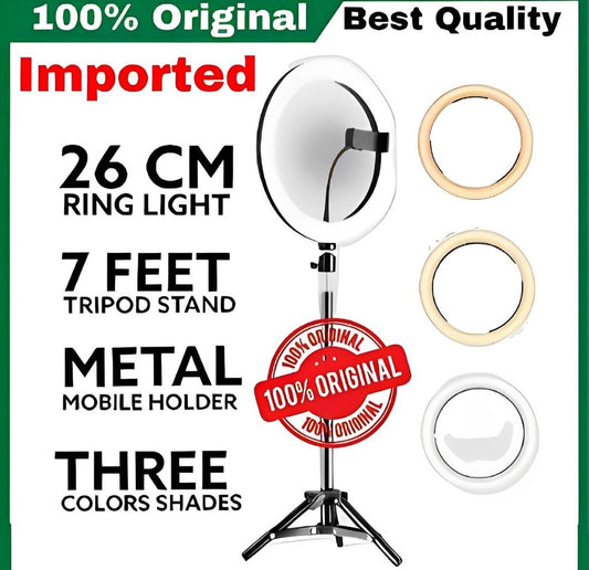 LED Ringlights With Metal Tripod Stand & Mobile Holder