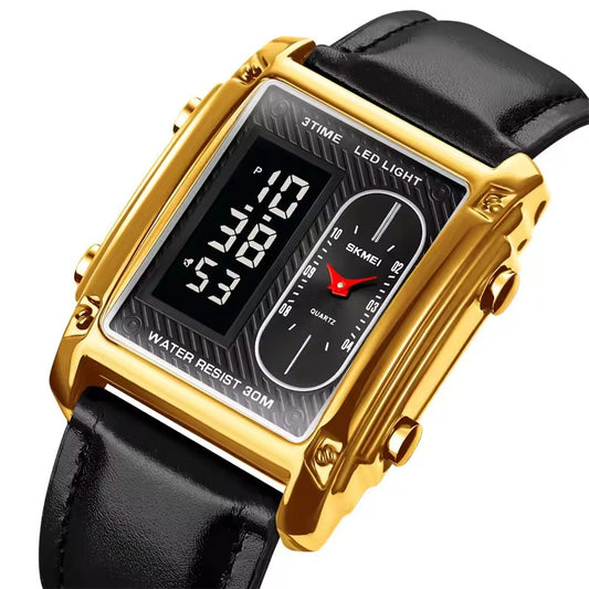 Original Skmei 1868 Boys New Style Design Famous Watch Digital Analog Mens Wrist Watches for Men Luxury Watch - Without Box - Full Black